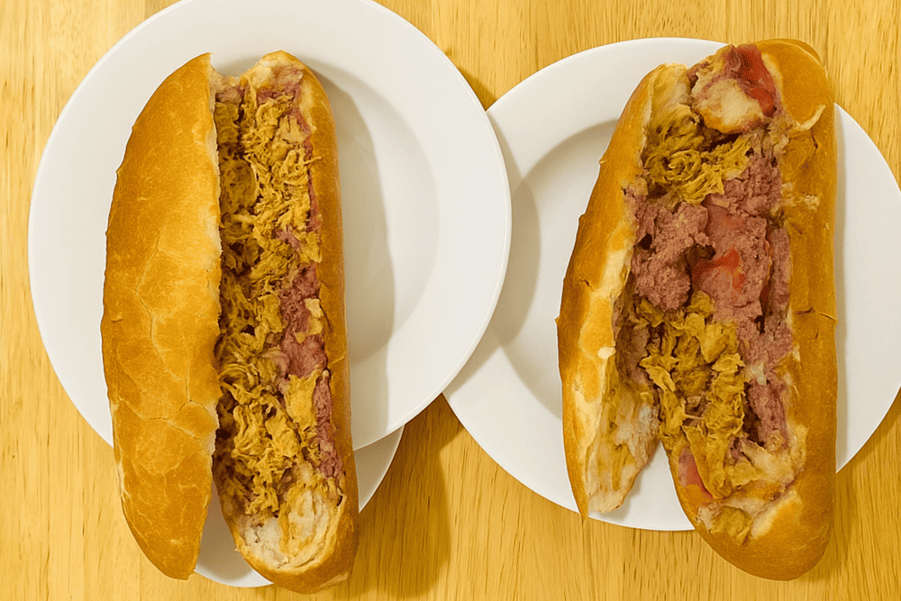 The banh mi is always generously spread with rich, fresh butter and flavorful pâté